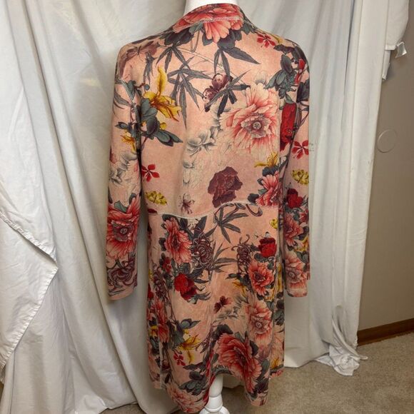 Solitaire Anthropologie Floral Faux Suede Open Front Jacket Stylish Womens - Picture 6 of 9